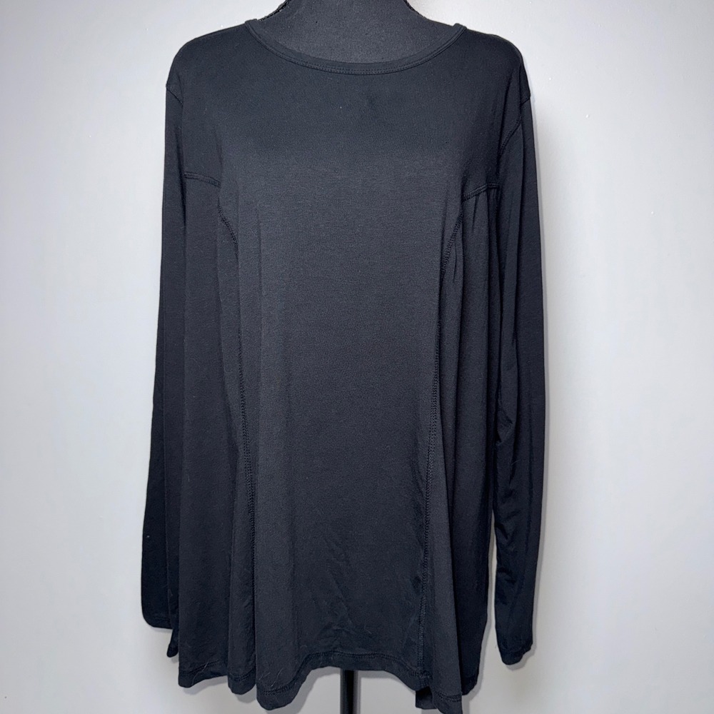 Lauren Active Ralph Lauren Womens 3X Plus Black Long Sleeve Crew Neck Tunic Top